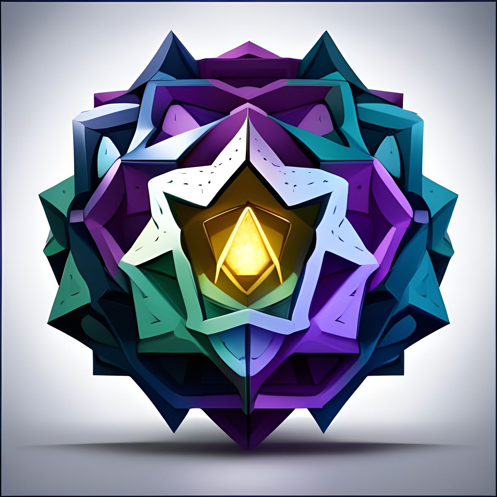 Fractal D20 Dice Logo in Origami Style