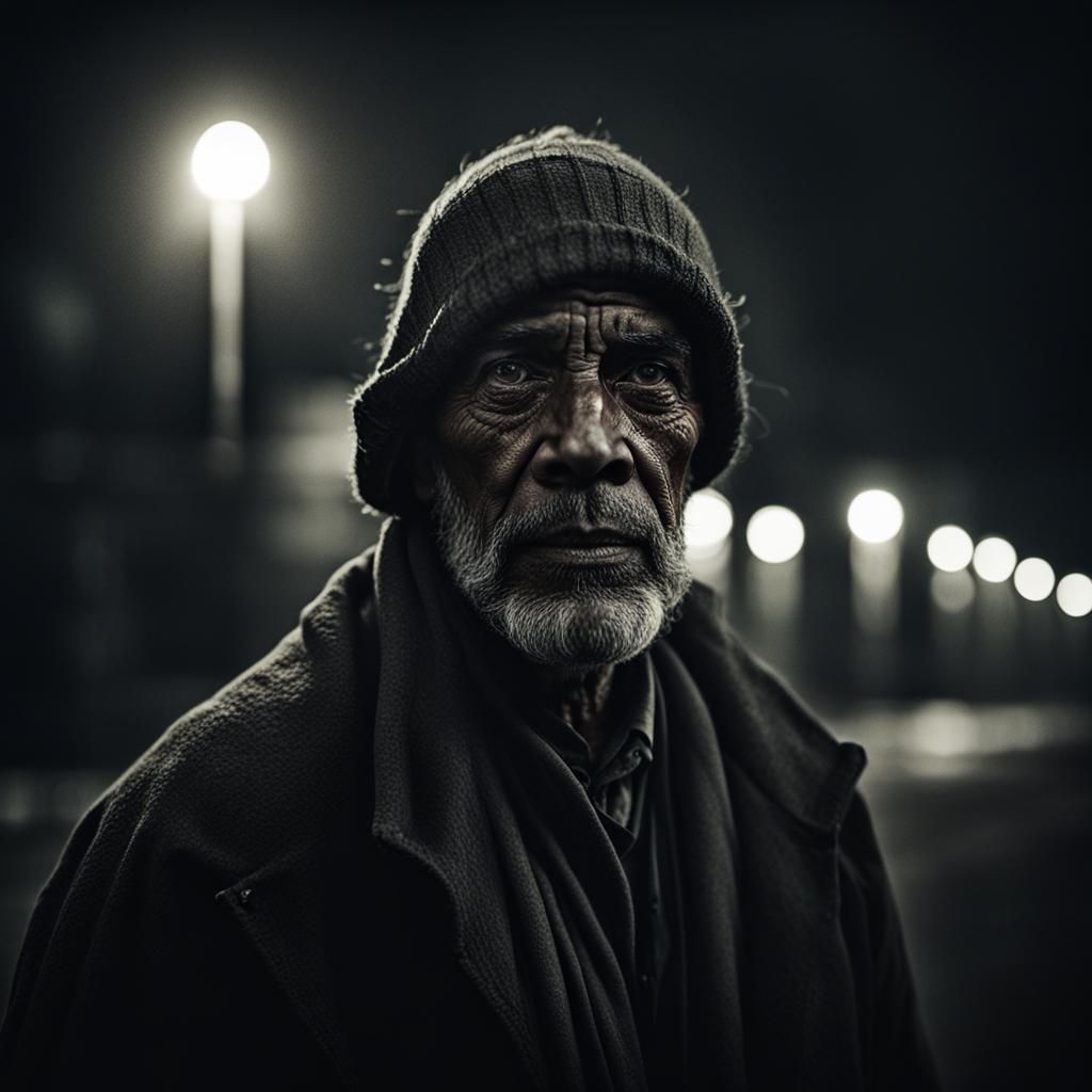 Mysterious Figure Under Streetlight Portrait