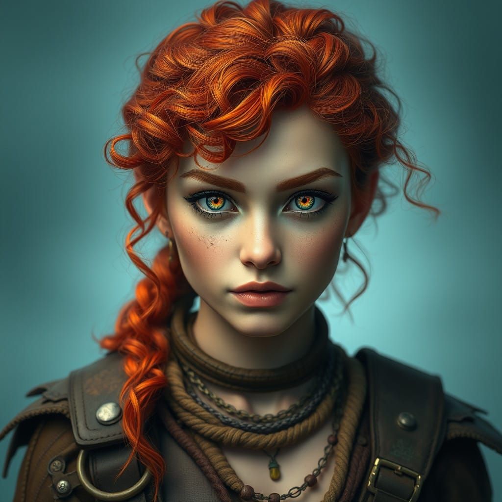 Enchanted Fantasy Wildling Maiden with Intricately Detailed....