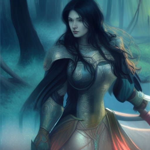 Holy Warrior in Spooky Woods: Hyperdetailed Portrait