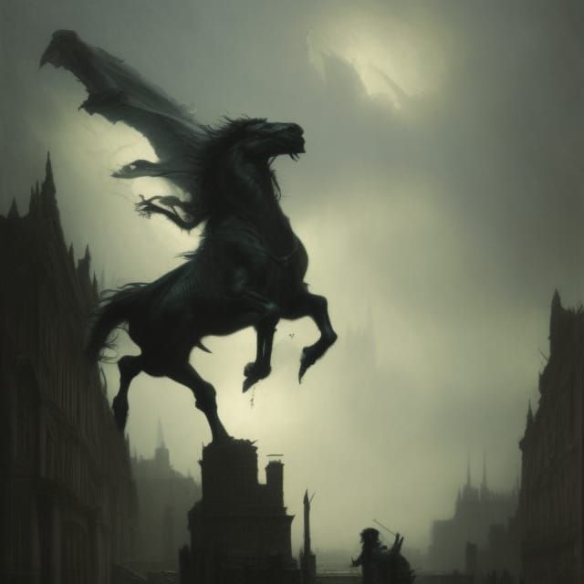 Shadow Stallion in Gothic Horror Style