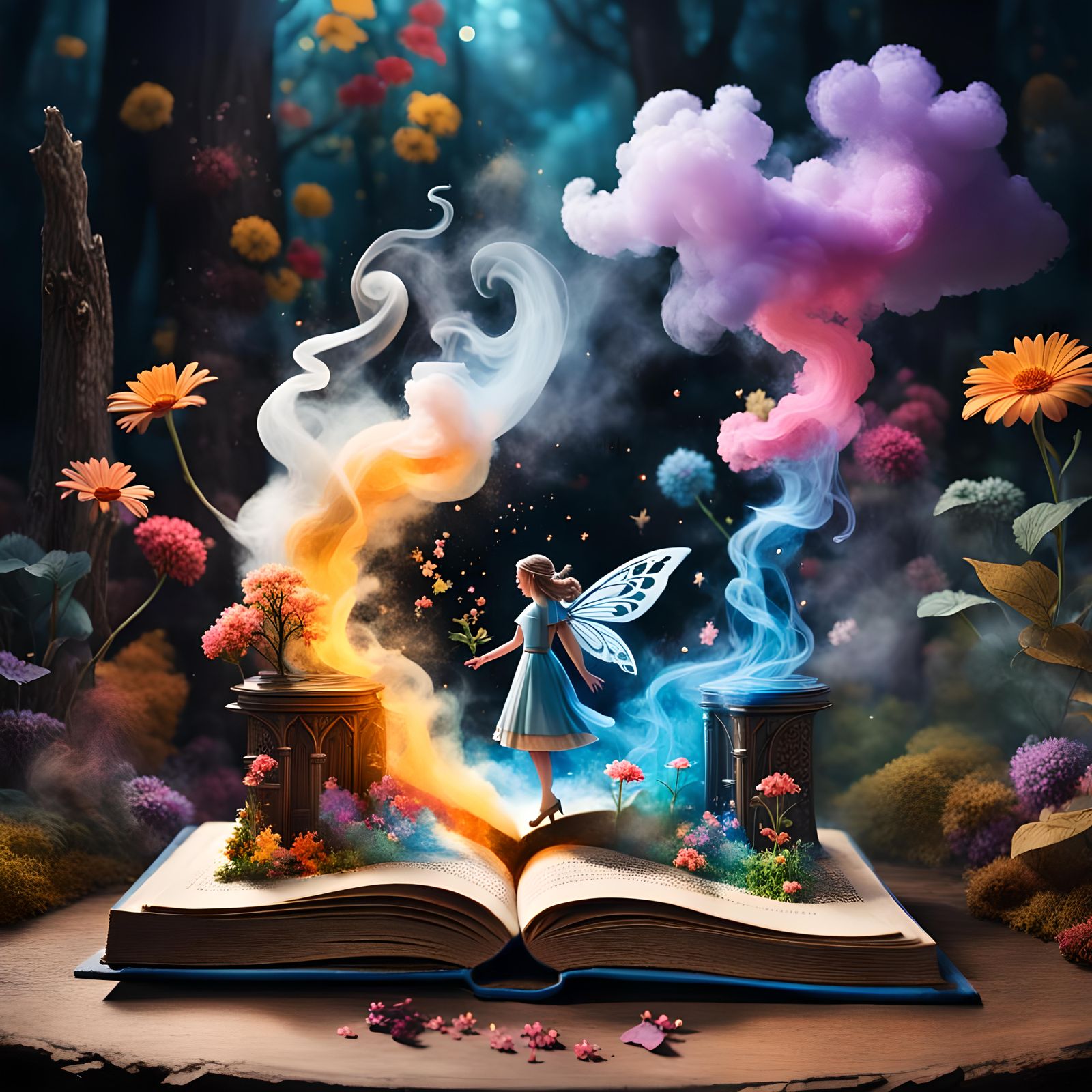 Fairy Emerges from Pop-Up Book in Splash Art