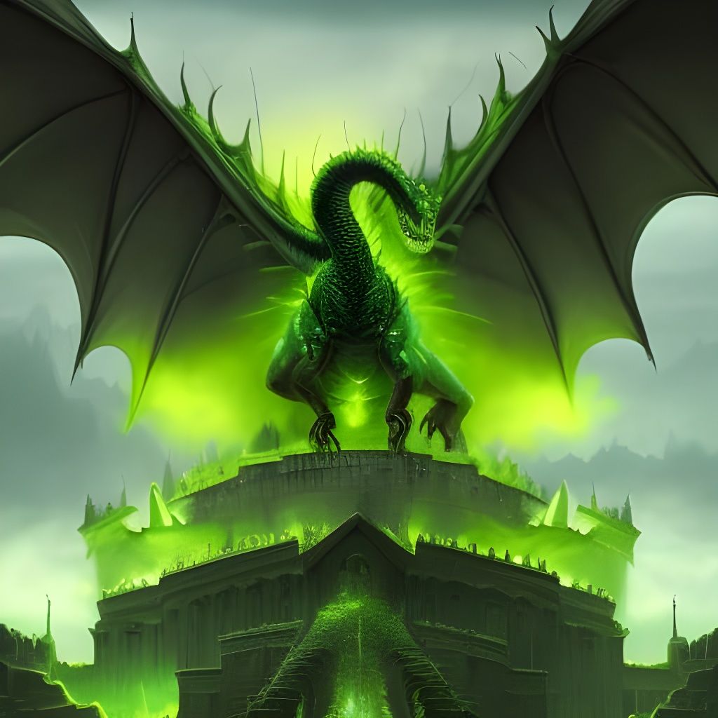 Poison Dragon Unleashes Flames: Dark Fantasy Concept Art