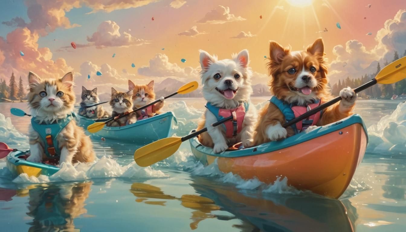 Kayaking Puppies and Kittens: Professional Sports Photograph...