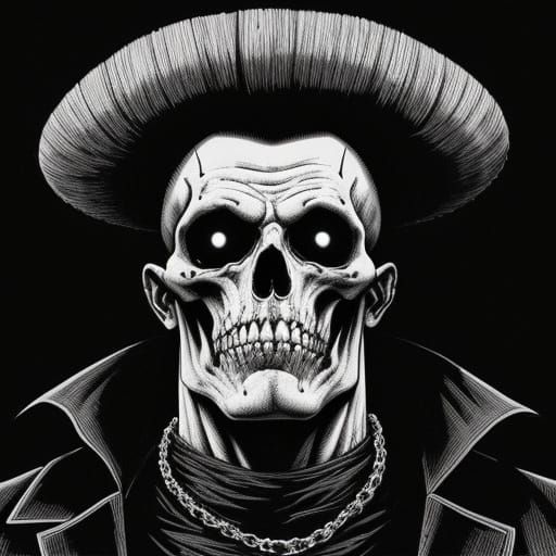 Grotesque Necromancer's Demonic Slave: Pulp Horror Illustrat...