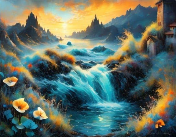 Surreal Oil Painting with Vibrant Glow