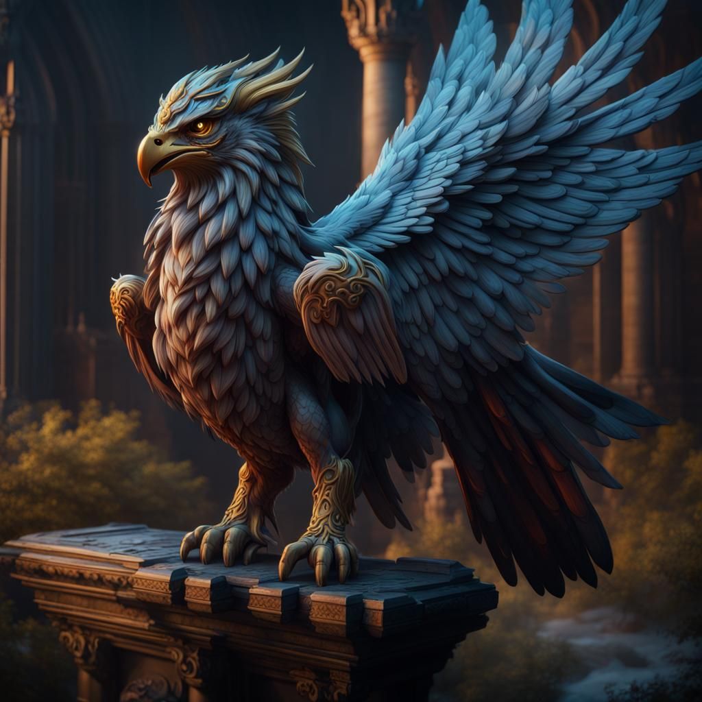 Detailed Gryphon Matte Painting in Fantasy Concept Art