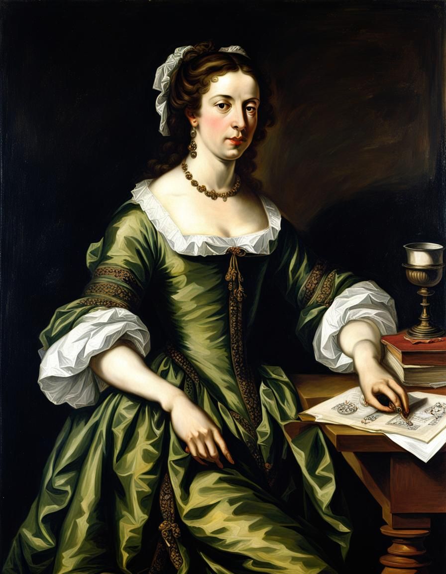 Aphra Behn Portrait in 17th Century Style
