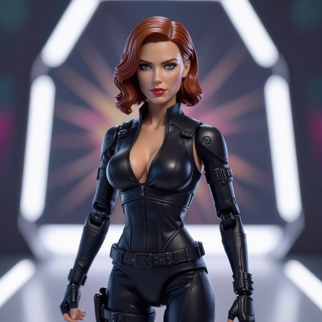 Scarlett Johansson Inspired Action Figure 3D Render