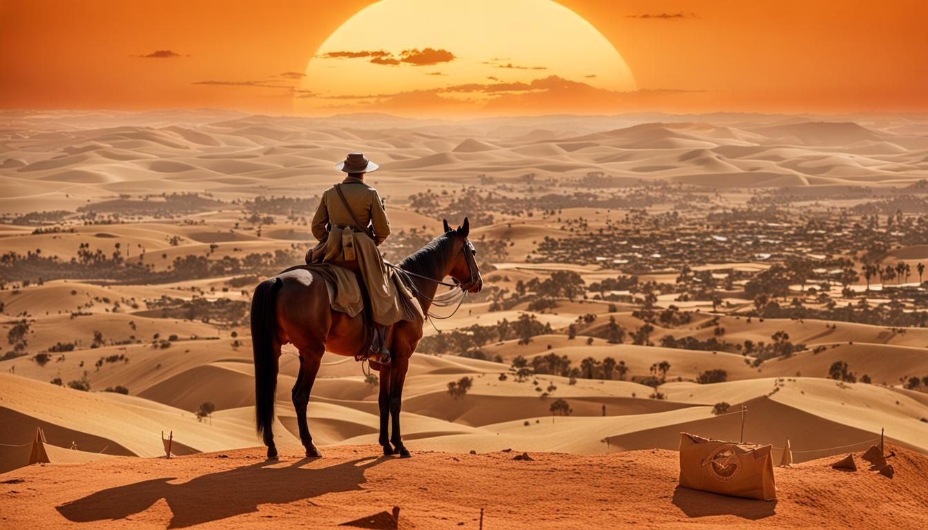 Australian Lighthorseman in Beersheba at Sunset