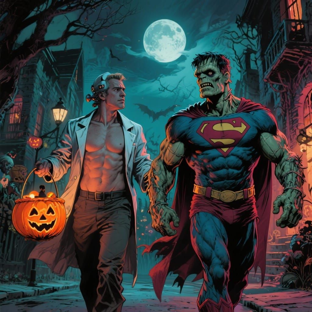 Frankenstein Jimmy Clark & Superman Trick-or-Treating