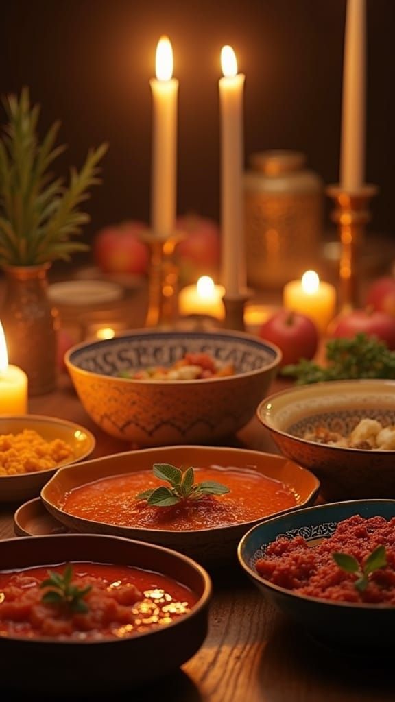 Ramadan Feast in Warm Candlelight Glow