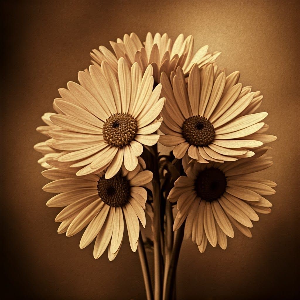 Sepia Wildflowers in Impressionistic Style