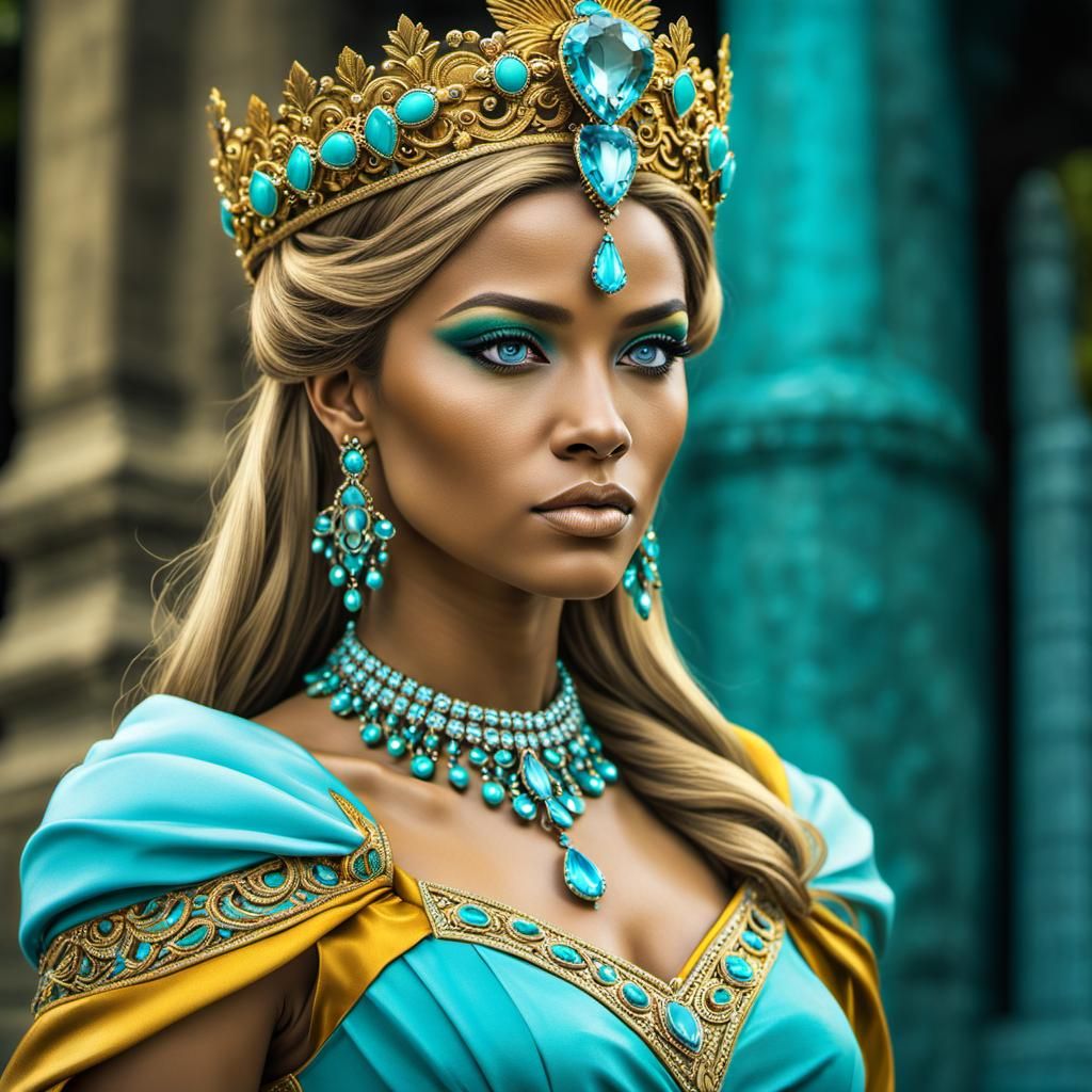 Aquamarine Goddess in Digital Matte Painting Style