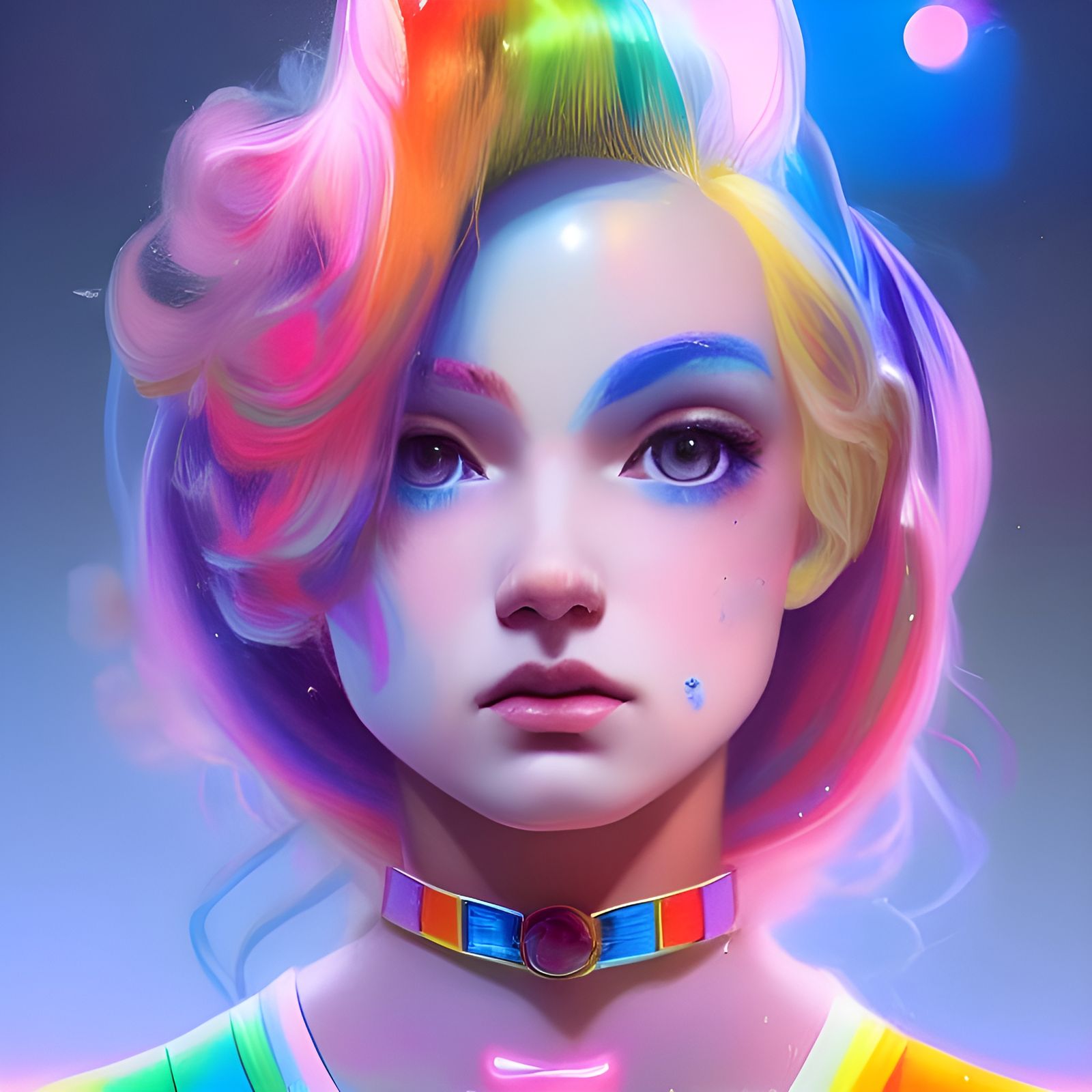 Magical Girl and Horse Portrait in 1990s Style