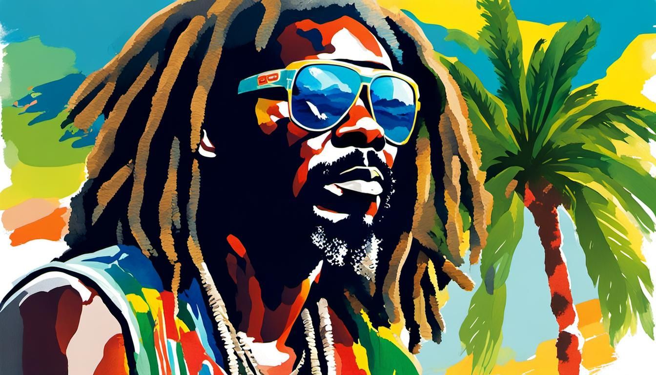 Peter Tosh Portrait in Watercolor Gouache Style