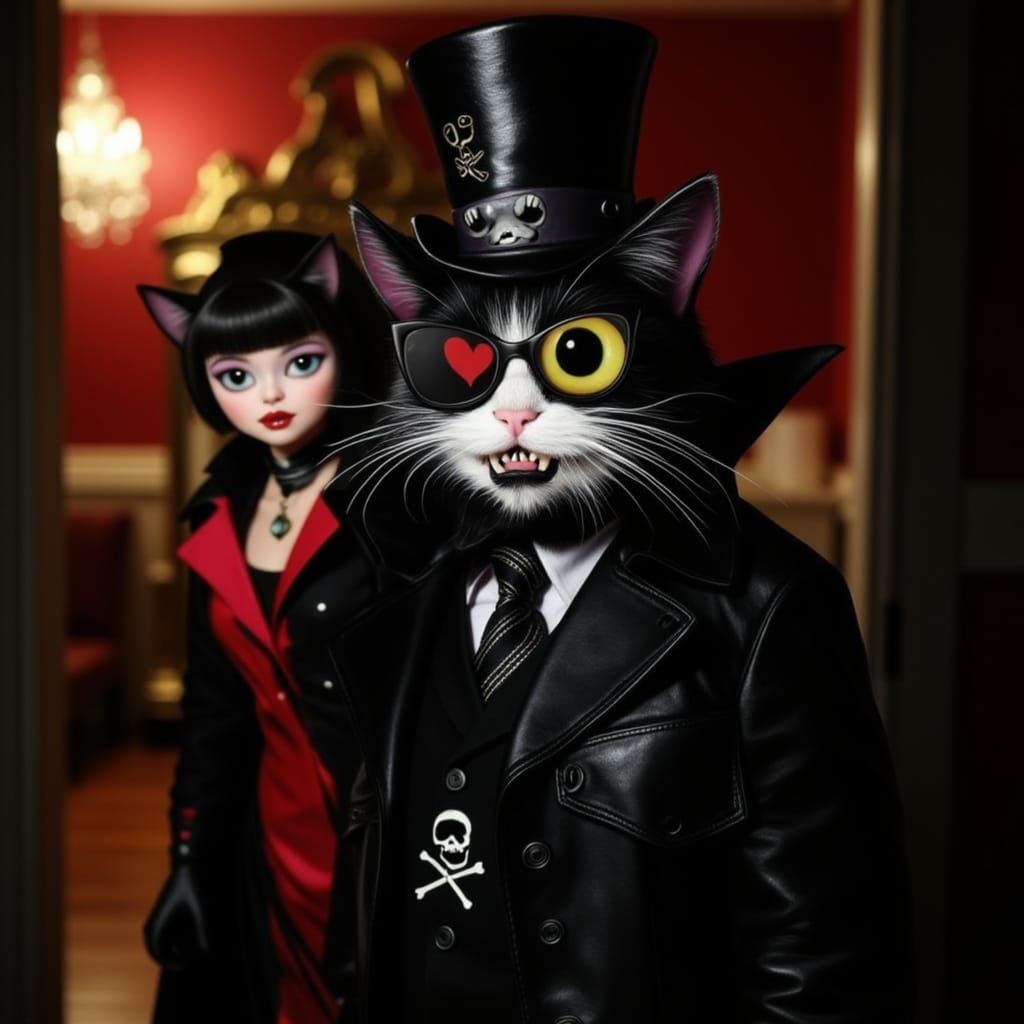 Vampire Cat Brat Carries Girl Into Gothic Castle Bedroom