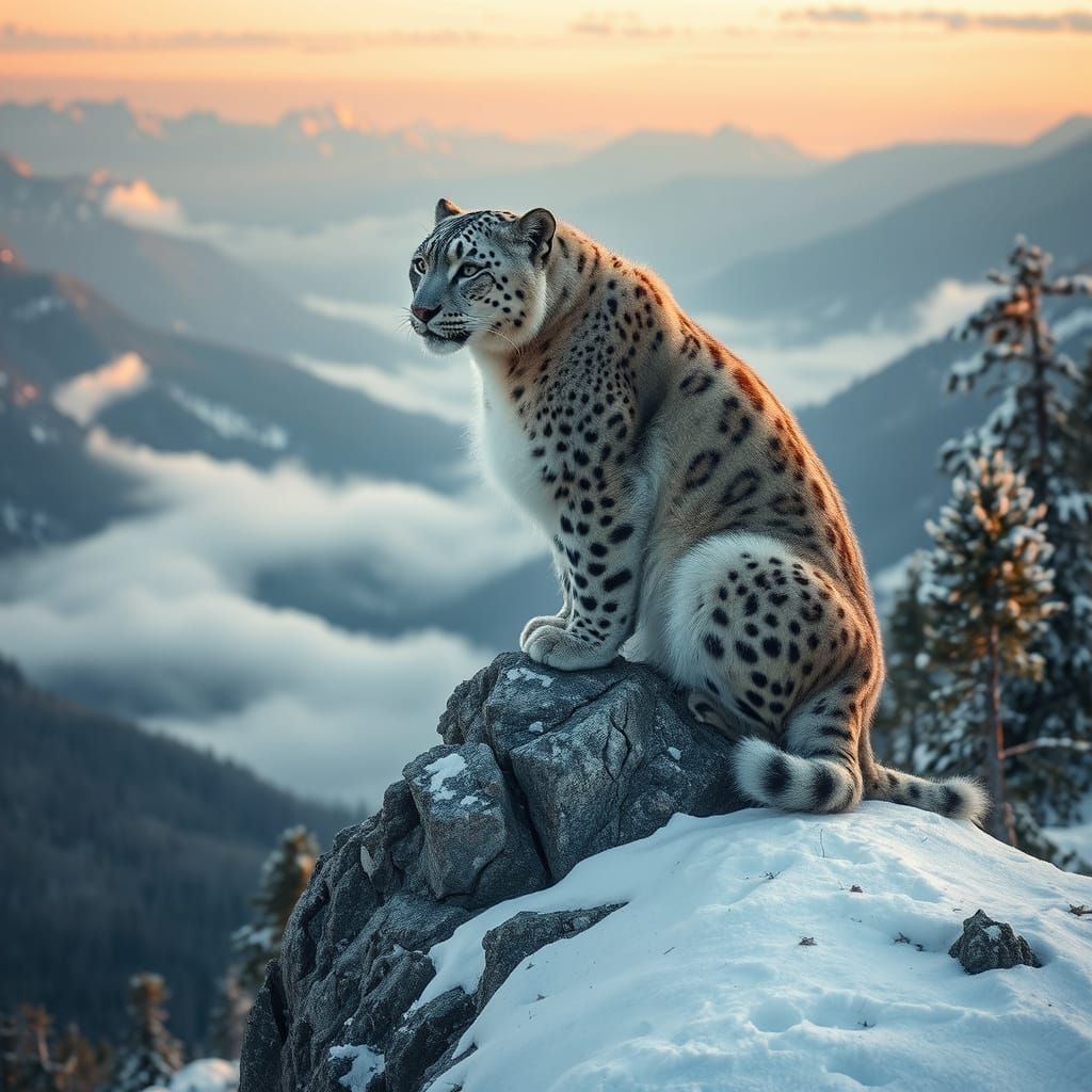 Snow Leopard in Cinematic Realism