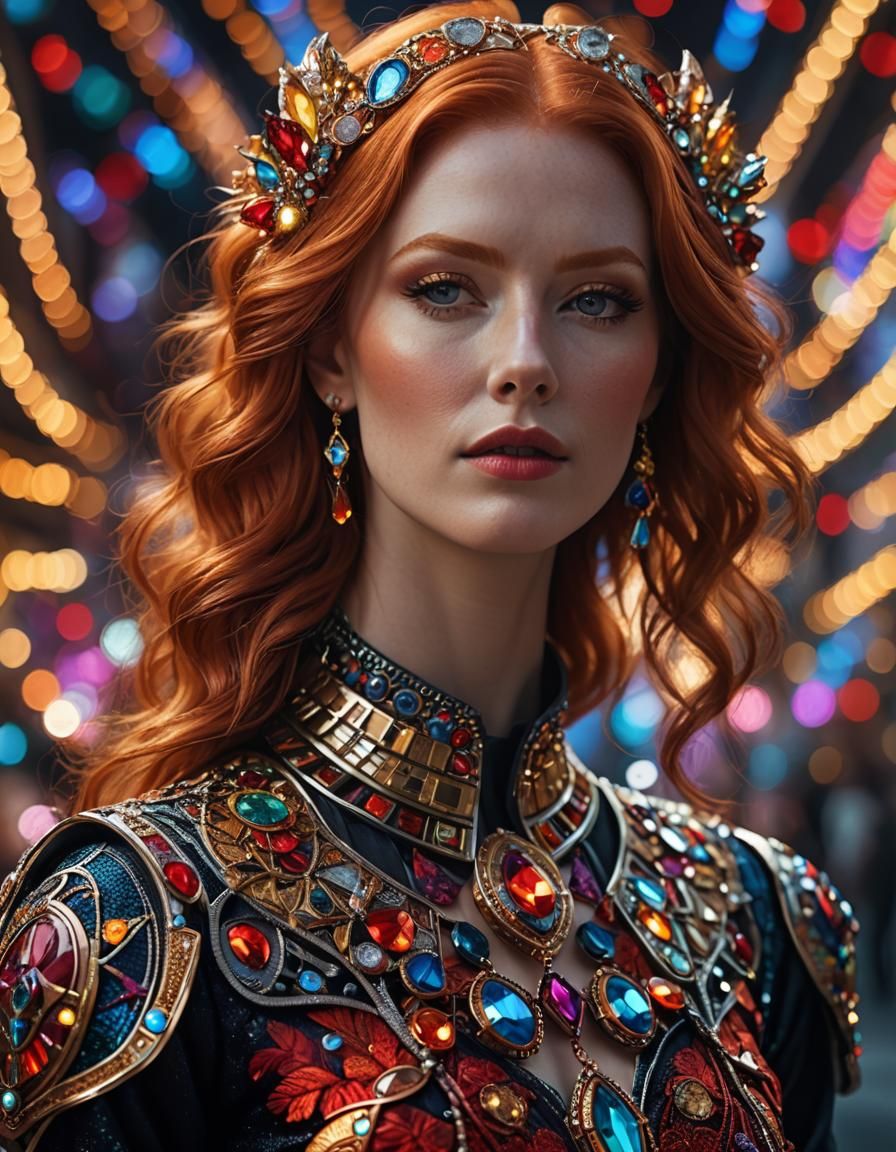 Hyperrealistic Portrait of a Woman with Red Hair