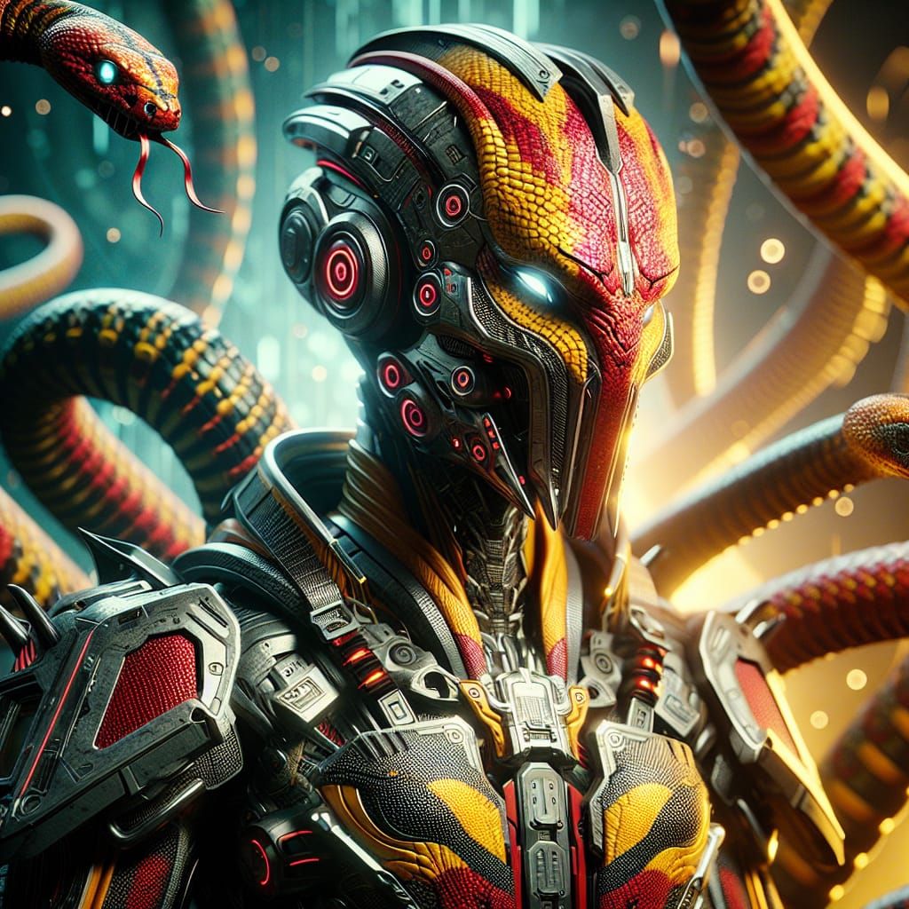 Coral Snake Supervillainess in High-Tech Armor