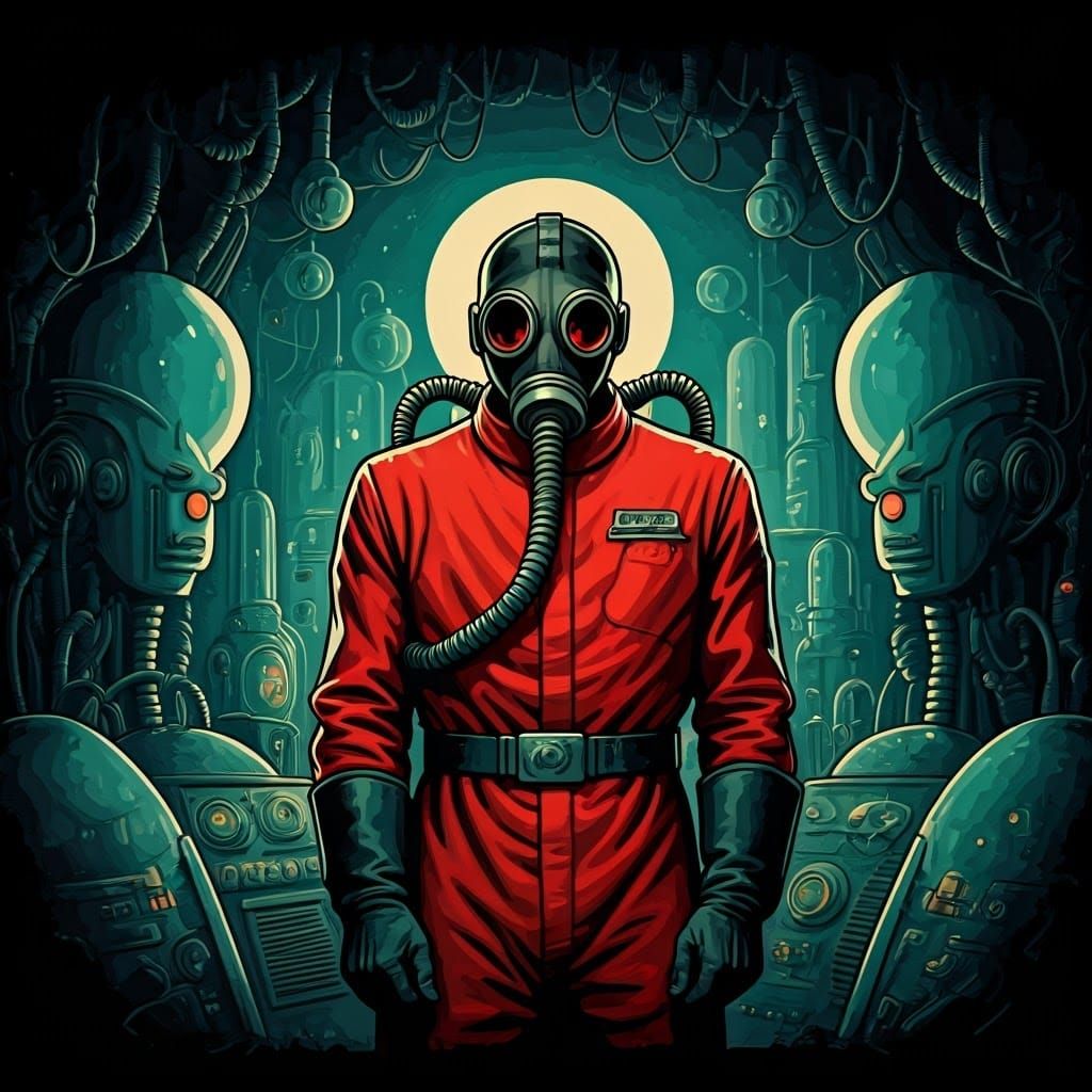 Underground Scientist in Retro Sci-Fi Lab