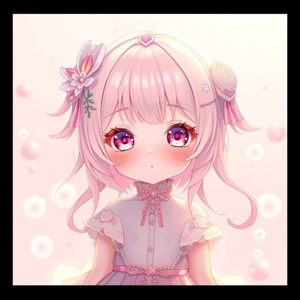Whimsical Anime Girl in Pastel Colors