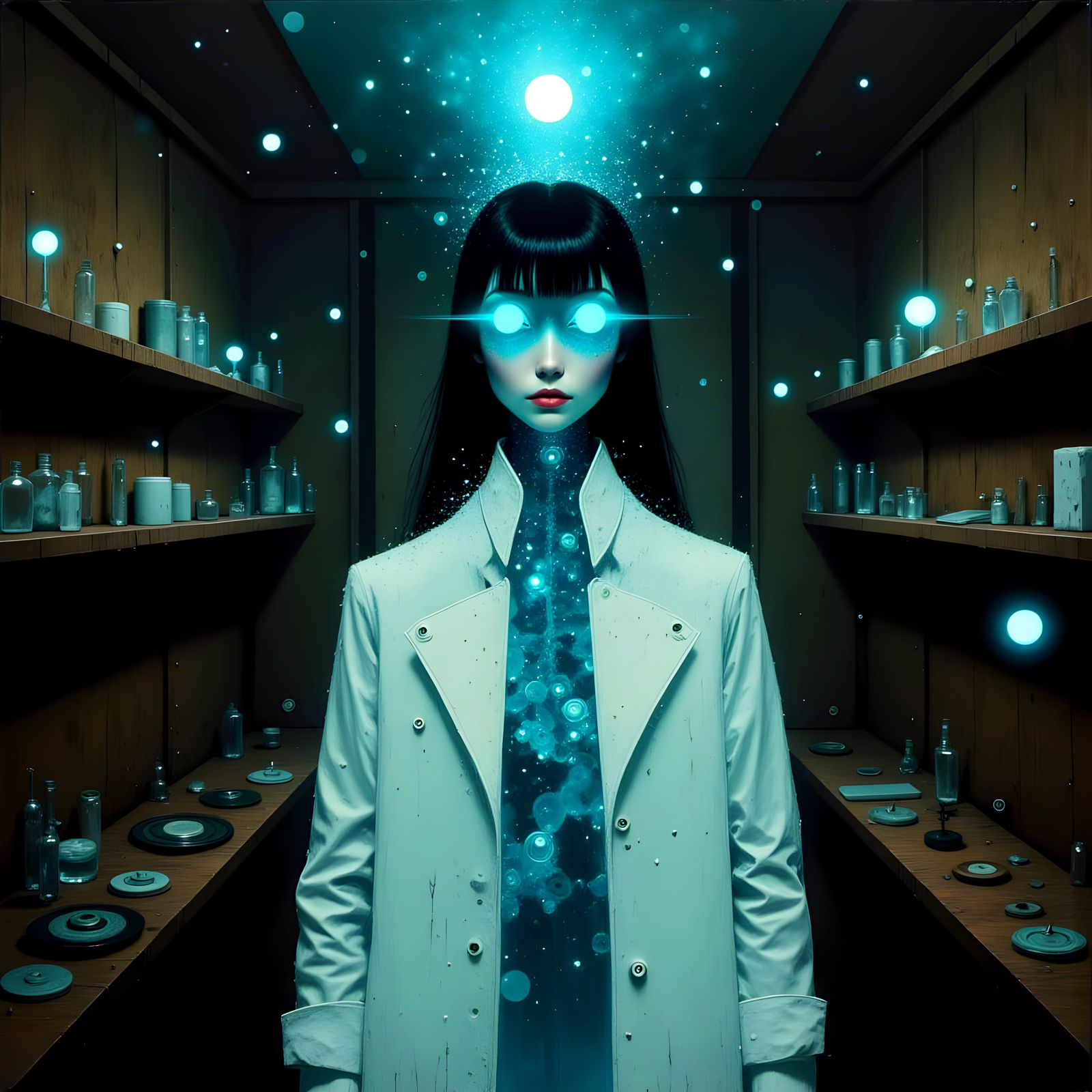 Gothic Woman with X-Ray Vision in a Mysterious Thermal Lands...