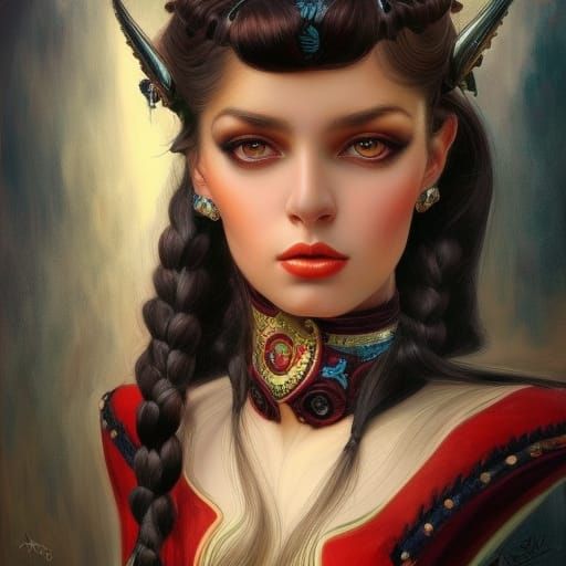 Neovictorian Equestrian Portrait in Digital Art Style