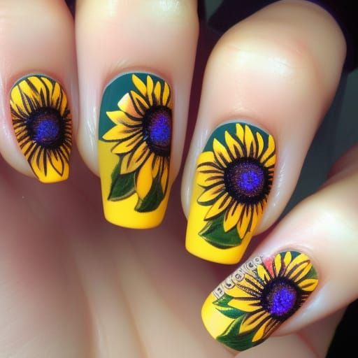 Sunflower Nail Design: AI Generated Art