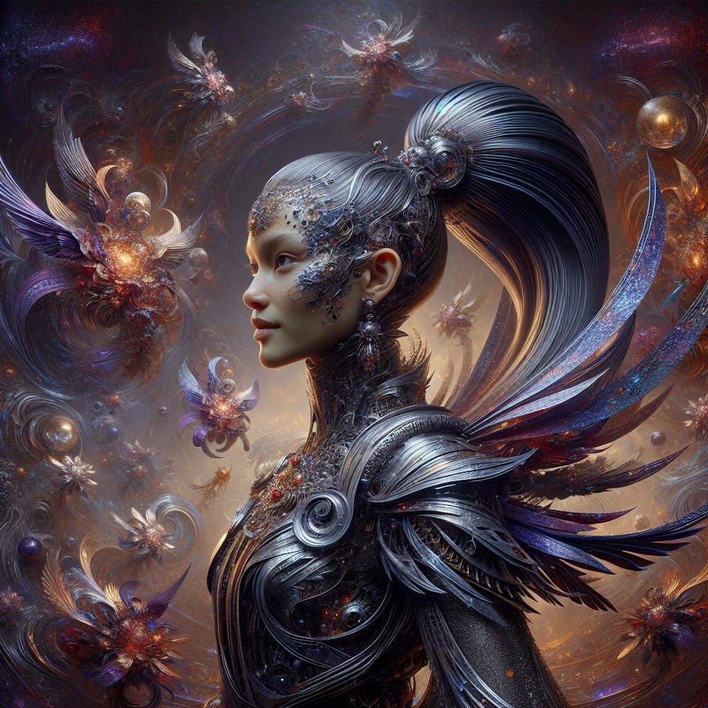 Celestial Pop Star in Futuristic Fantasy Art