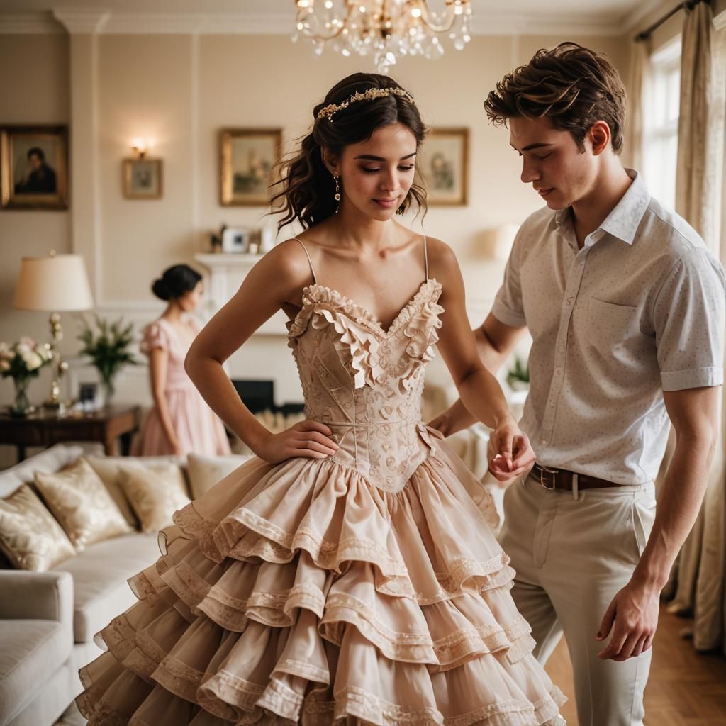 Boy in Frilly Dress: High-End Fashion Photography