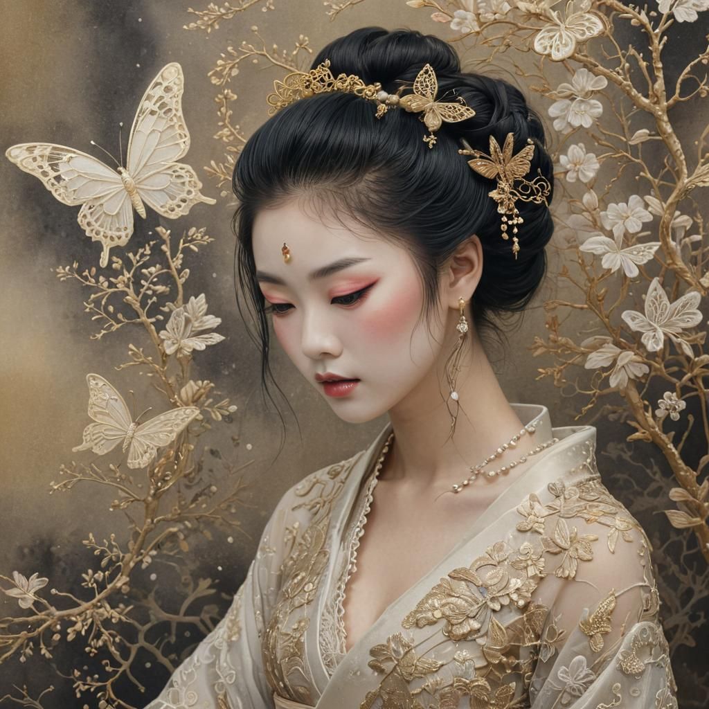 Geisha Hair Ornament in Ethereal Fantasy Style