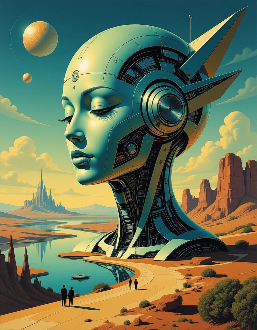 Futuristic AI Scene in a Surreal Style