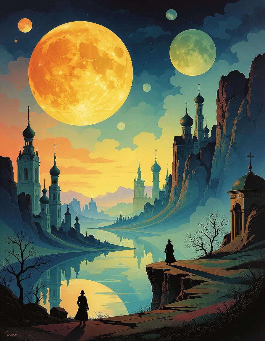 Surreal Futuristic Landscape in Dreamlike Style