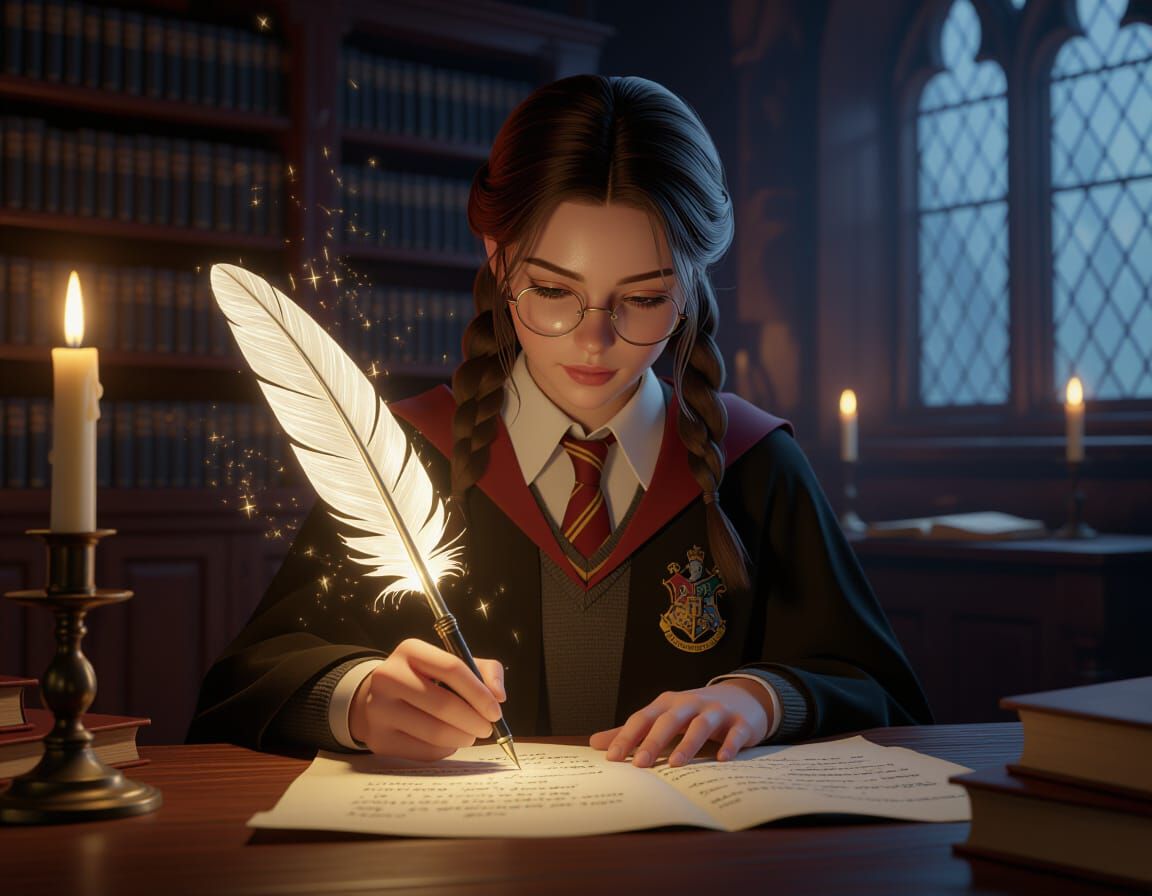 Hogwarts Student Dictates Homework to Magic Quill