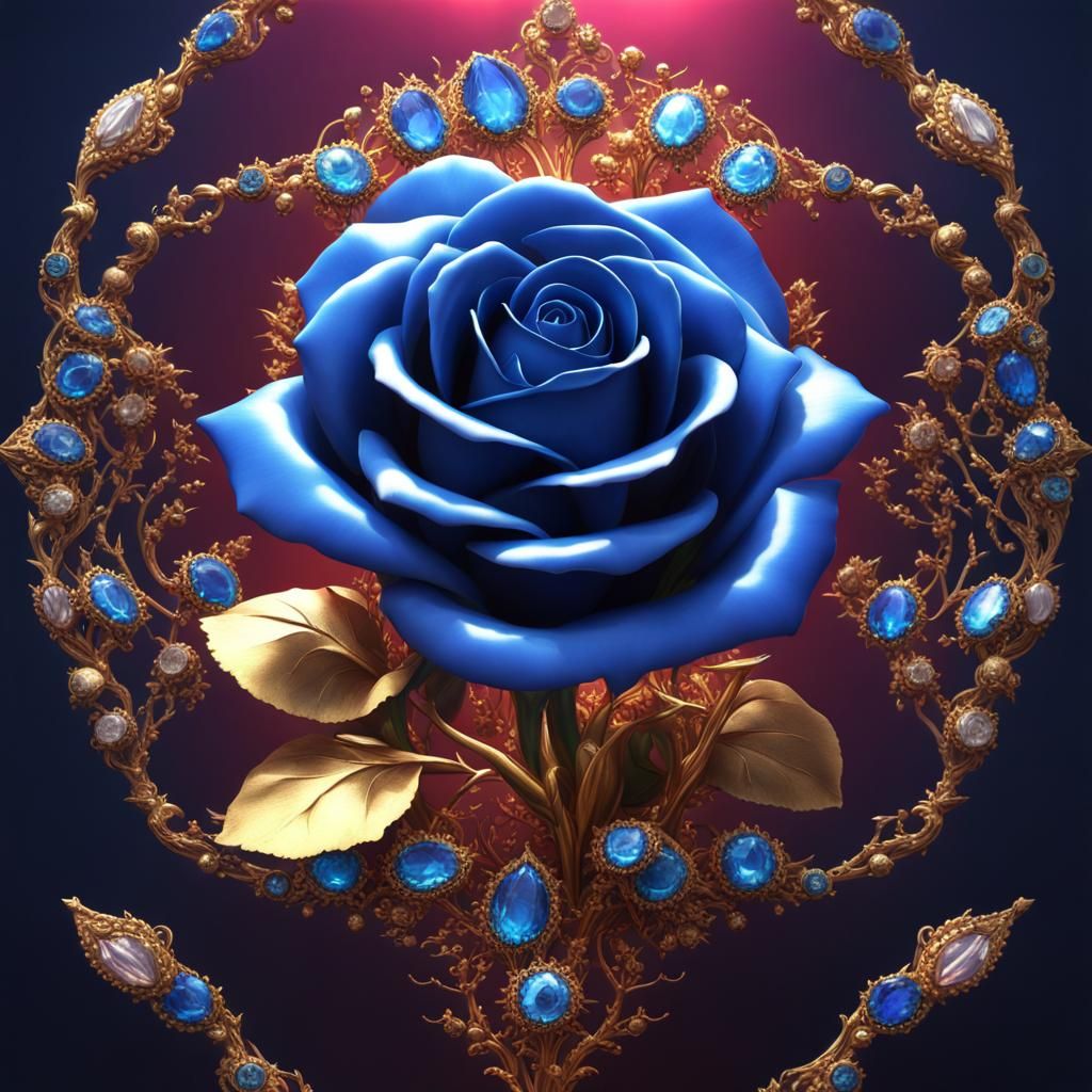 Gemstone Rose with Diamond Petals in Digital Art