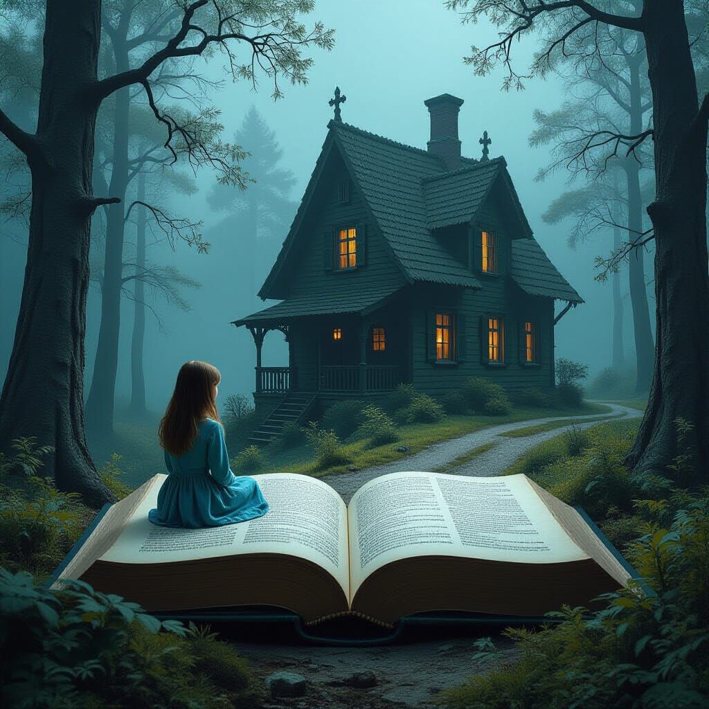 Mystical Gothic Room Inside an Open Book