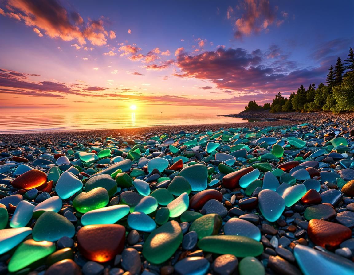 Sea Glass Sunset on the Beach