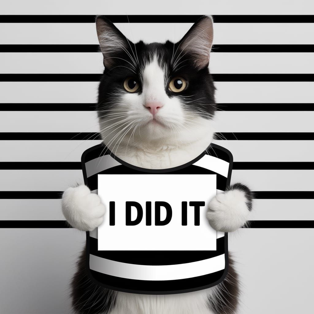 Cute Striped Cat Confesses in Police Lineup
