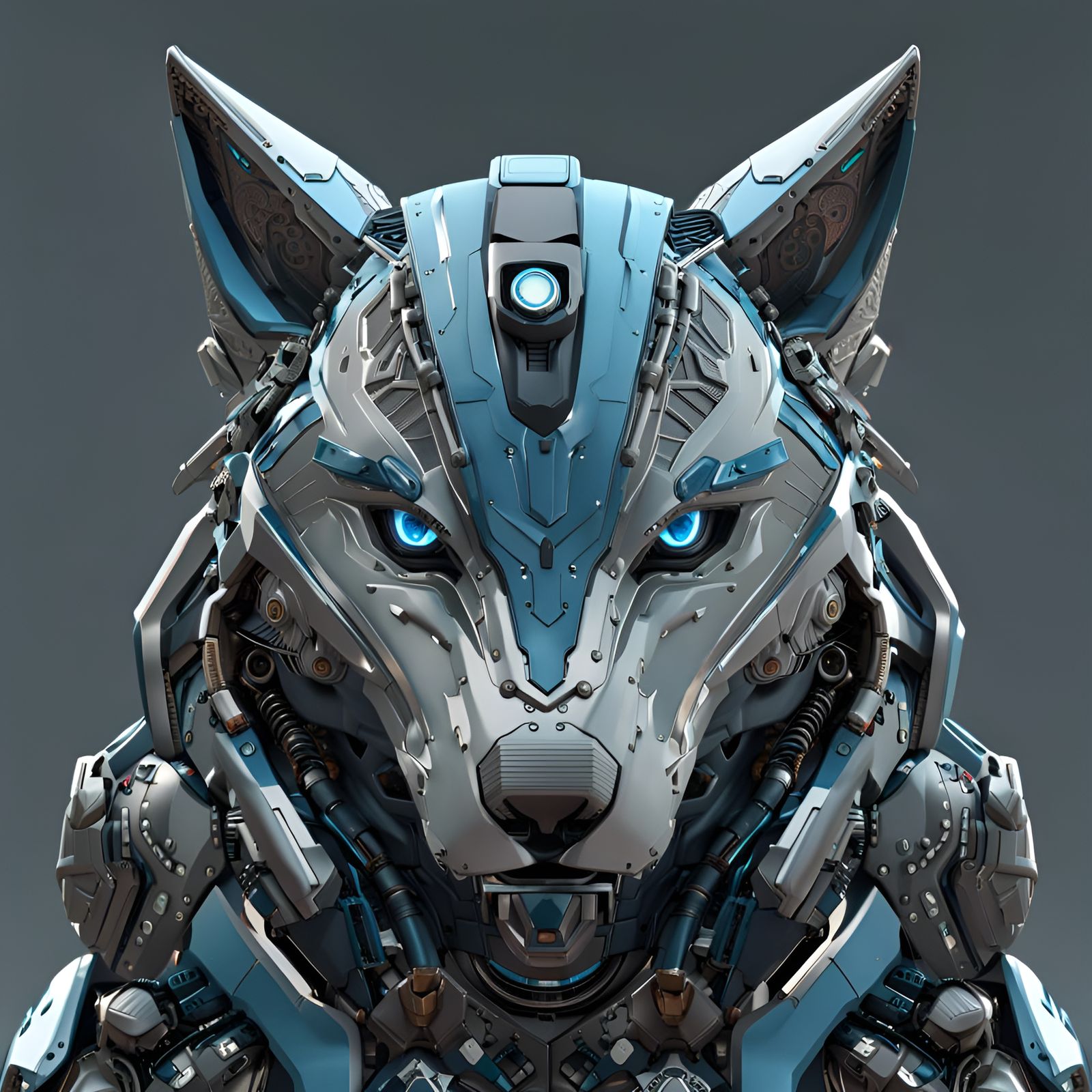Detailed Robot Wolf Character Design in 3D
