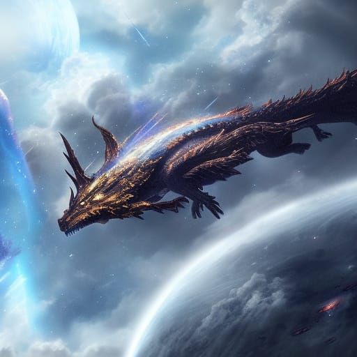 Epic Space Dragon Digital Matte Painting