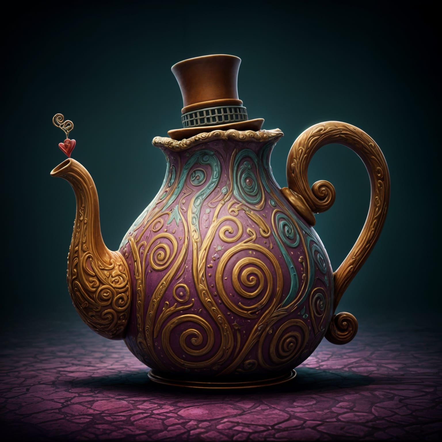 Fantastical Wonka-Inspired Tea Pot in Deep Colors