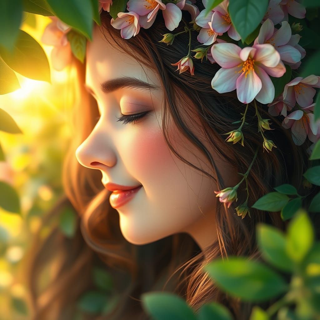 A Vibrant, elegant woman at a garden.