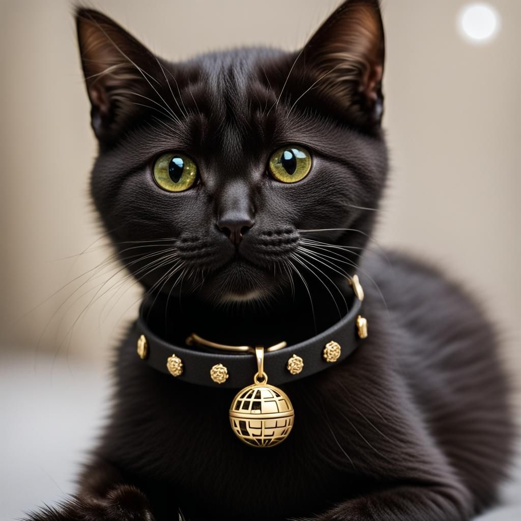 Kitten's 14 Karat Gold Death Star Collar