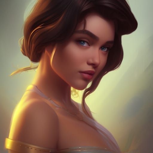 Princess Jasmine Portrait in Art Nouveau Style