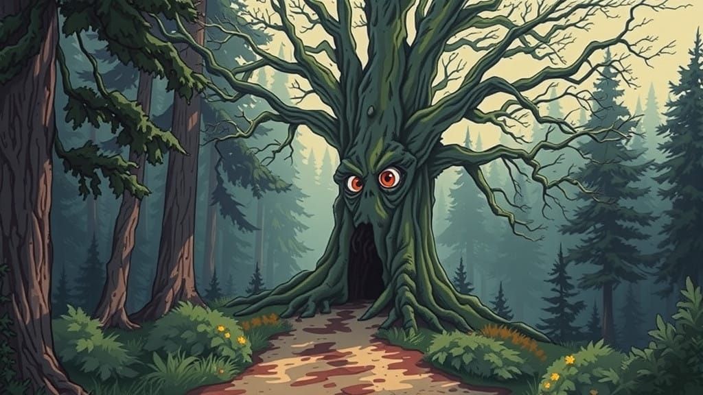 Whispering Tree Guardian Overlooks Forest Path
