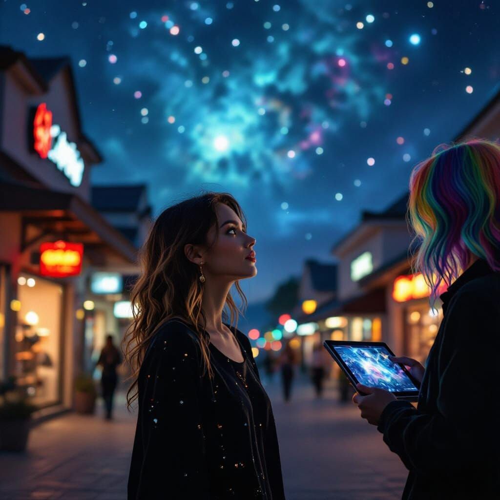 Ethereal Night Sky Scene in Digital Art Style