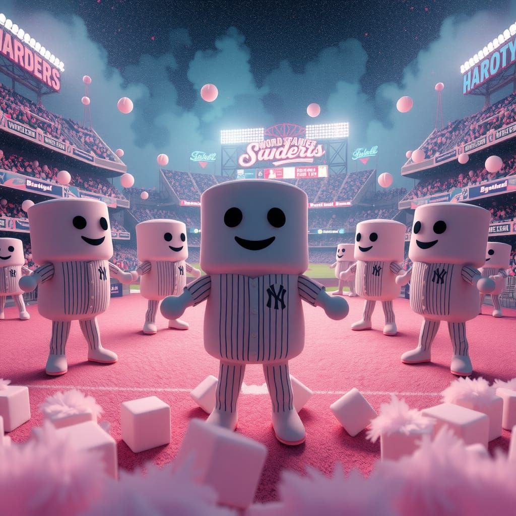 Marshmallow Baseball Game in Dreamy Marshmallowpunk Style