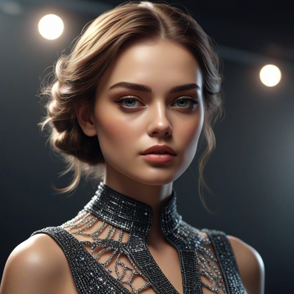 Hyperrealistic Supermodel on Catwalk in 4K