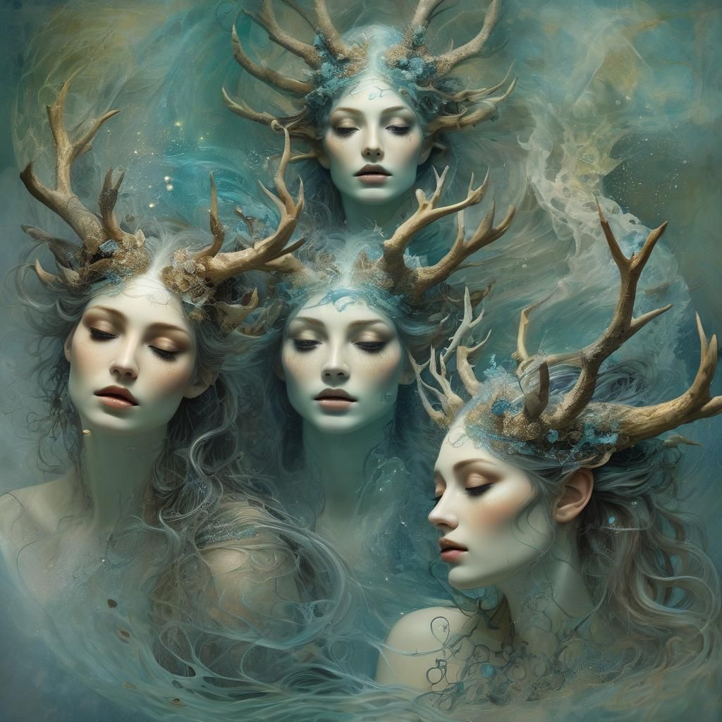 Divine Nymphs Bathing in Steamy Gardens